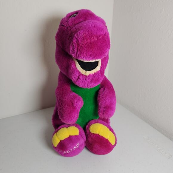The Lyons Group 1992 Barney  Plush Stuffed Animal Dinosaur Purple Green Yellow - Picture 2 of 8